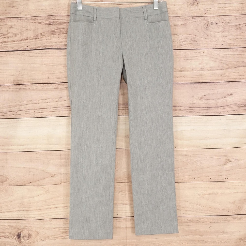 Express Pants Womens 0 Gray Columnist Dress Slim Straight Twill Stretch 29x27